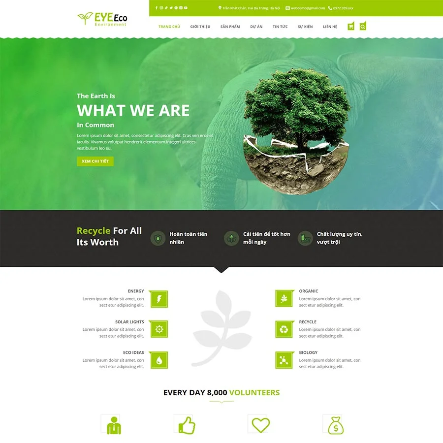 Mẫu Website Tổ Chức Bảo Vệ Môi Trường - Phi Lợi Nhuận - Cài Đặt Sẵn