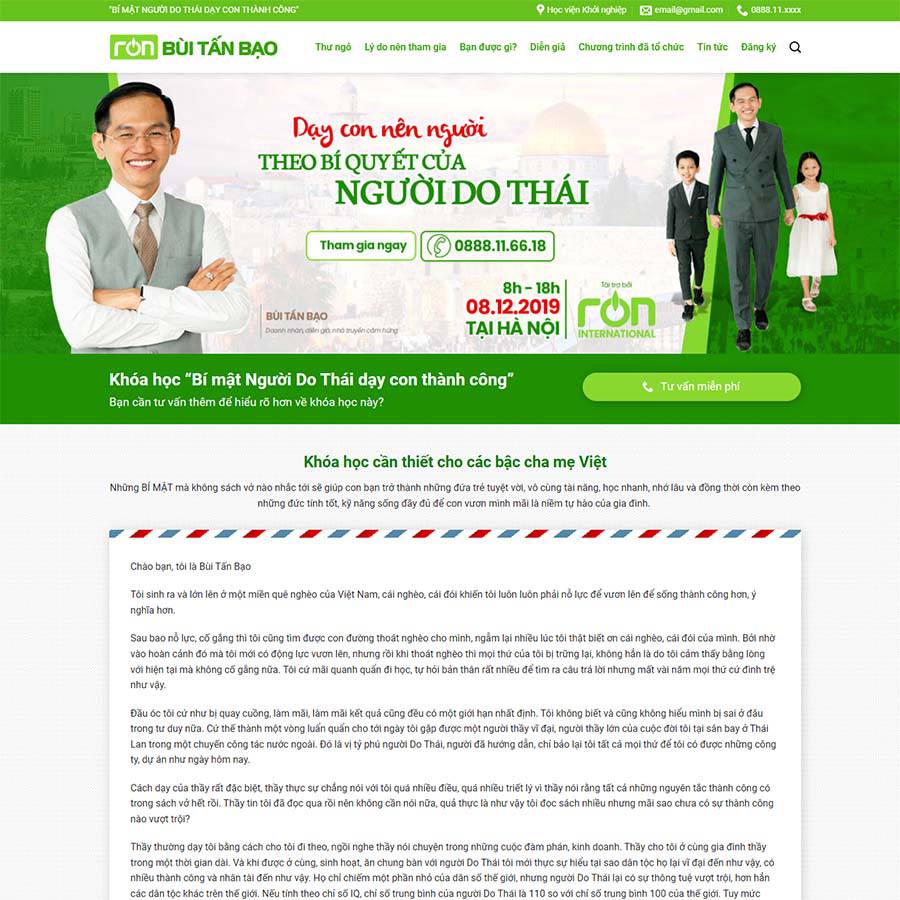 Mẫu Website Khóa Học Đào Tạo - Giáo Dục Online - Cài Đặt Sẵn