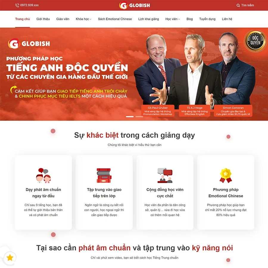 Mẫu Website Trung Tâm Học Tiếng Anh 03 - Anh Ngữ - Cài Đặt Sẵn