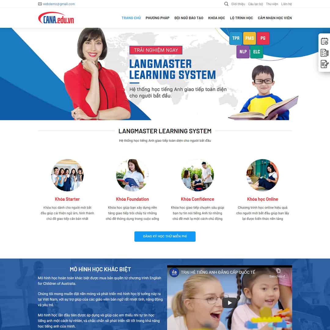 Mẫu Website Giới Thiệu Khóa Học Tiếng Anh - Cài Đặt Sẵn