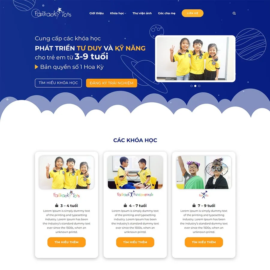 Mẫu Website Khóa Học Cho Trẻ Em - Giáo Dục Online - Cài Đặt Sẵn