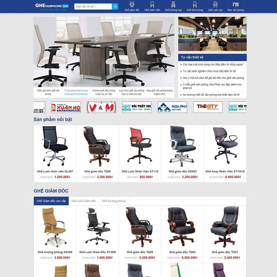 Mẫu Website Bán Ghế Văn Phòng - Nội Thất Văn Phòng - Shop Online - Cài Đặt Sẵn