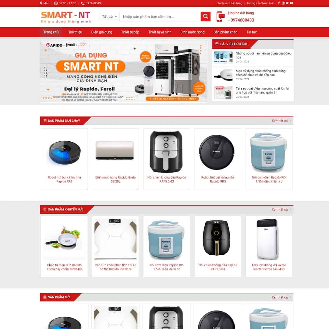 Mẫu Website Bán Thiết Bị Gia Dụng Đồ Điện - Shop Online - Cài Đặt Sẵn