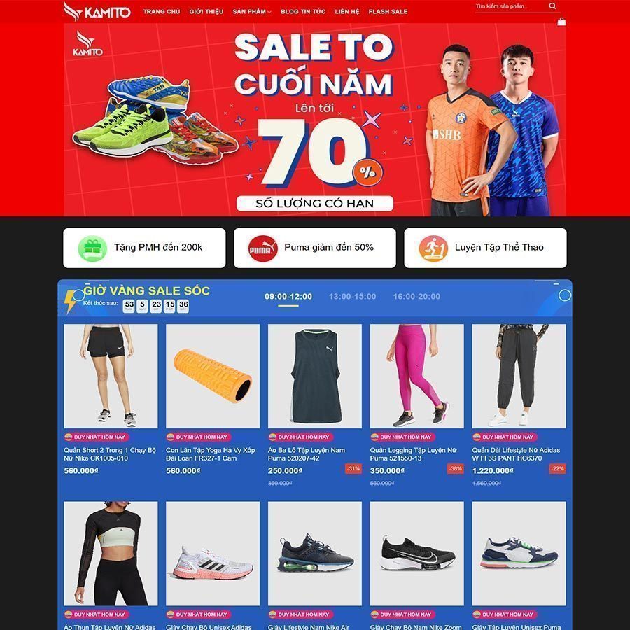 Mẫu Website Bán Giày Dép Đồ Thể Thao - Shop Online - Cài Đặt Sẵn