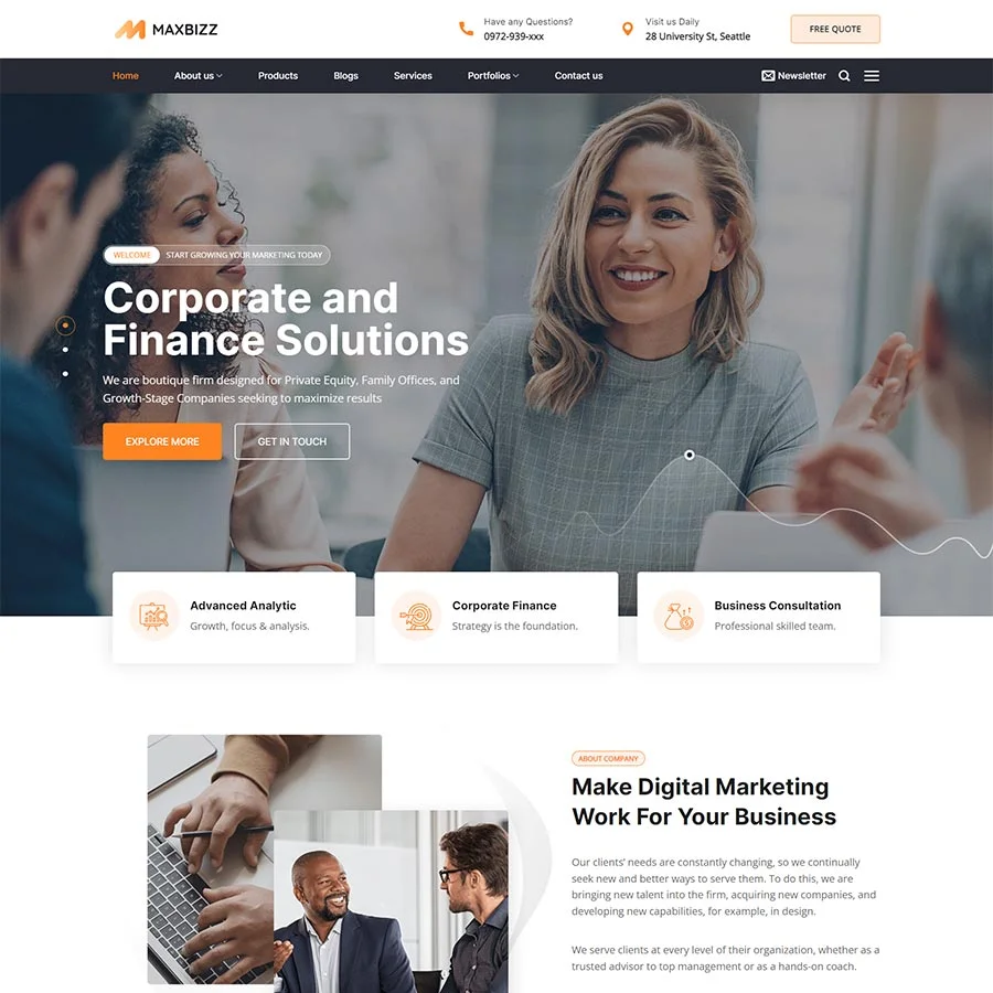 Mẫu Website Giới Thiệu Công Ty Đa Ngành - Doanh Nghiệp - Cài Đặt Sẵn