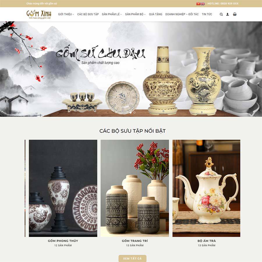 Mẫu Website Bán Gốm Sứ 02 - Shop Online - Cài Đặt Sẵn