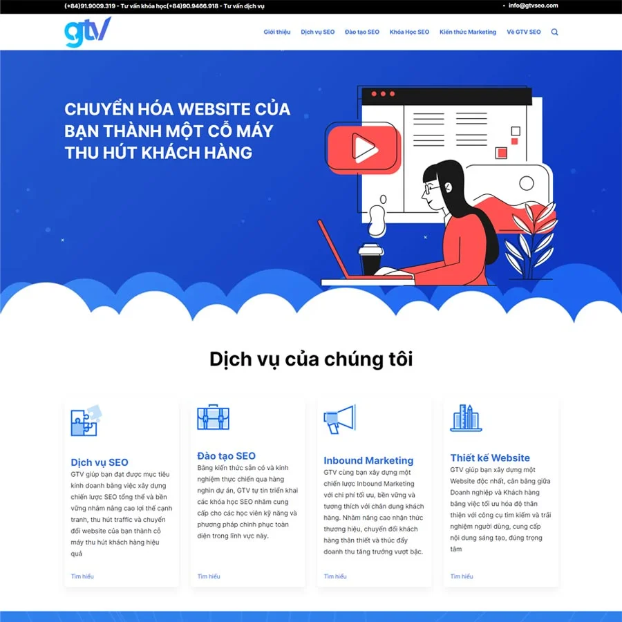 Mẫu Website Công Ty Dịch Vụ SEO - Digital Marketing - Cài Đặt Sẵn