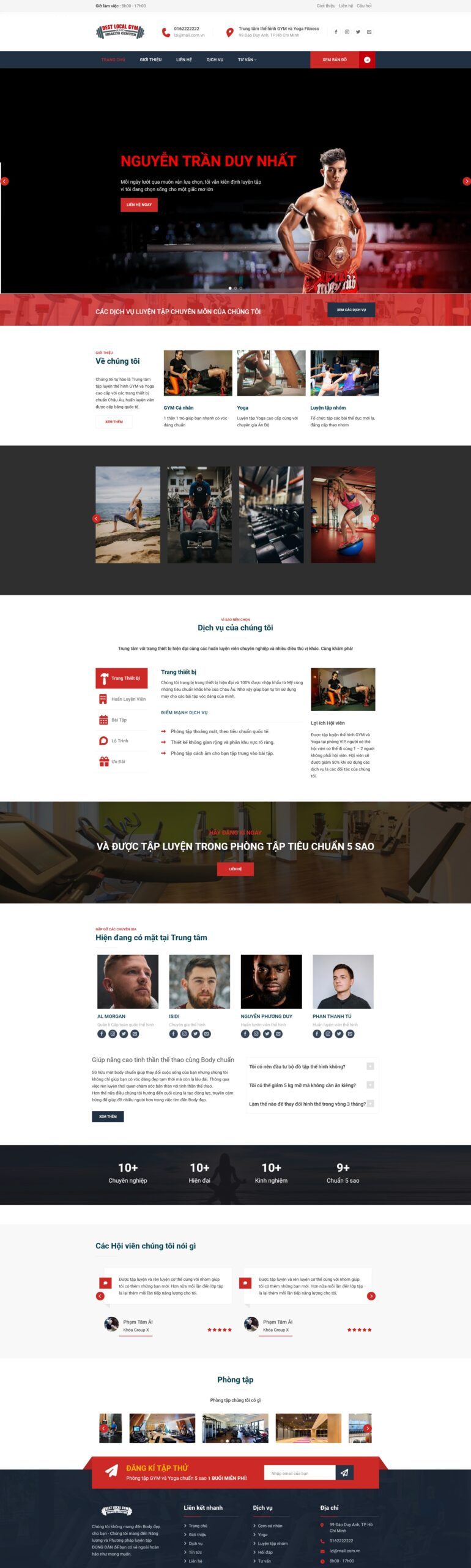 Mẫu Website Trung Tâm Thể Hình Fitness - Thẩm Mỹ - Cài Đặt Sẵn