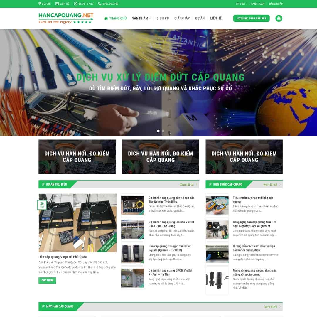 Mẫu Website Dịch Vụ Hàn Cáp Quang - Viễn Thông - Cài Đặt Sẵn