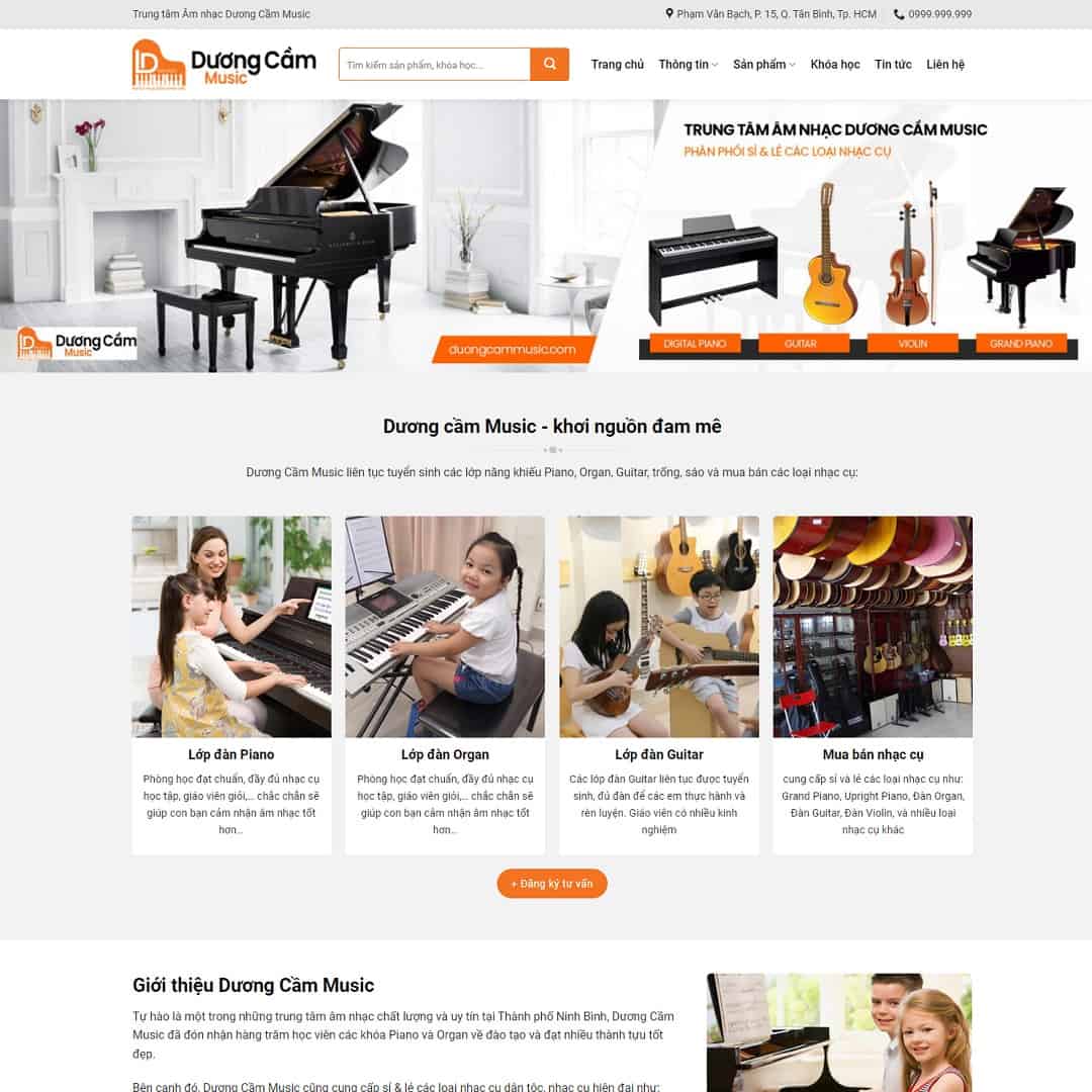 Mẫu Website Đào Tạo Học Đàn - Âm Nhạc - Cài Đặt Sẵn