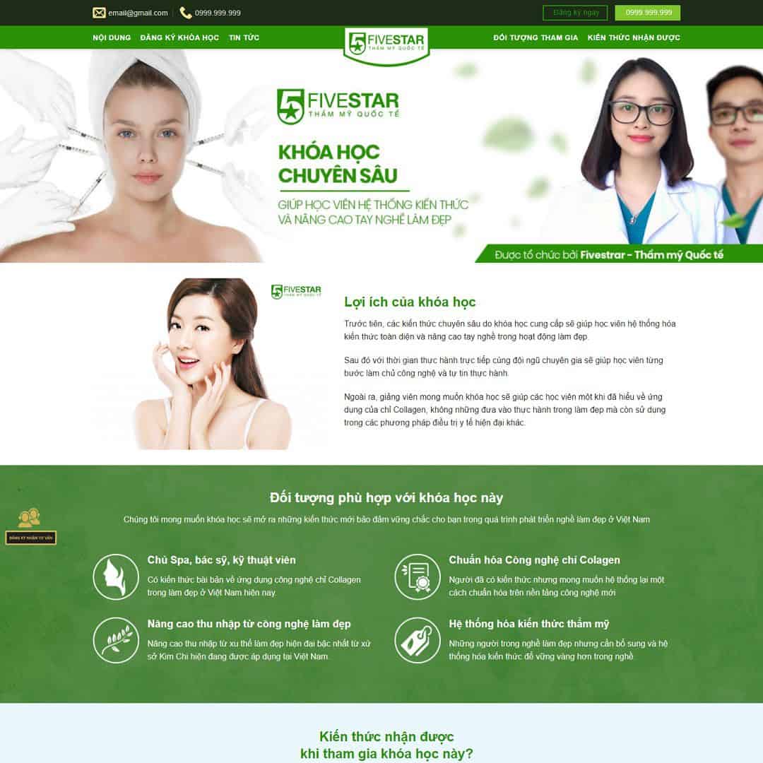 Mẫu Website Giới Thiệu Khóa Học Làm Đẹp - Cài Đặt Sẵn