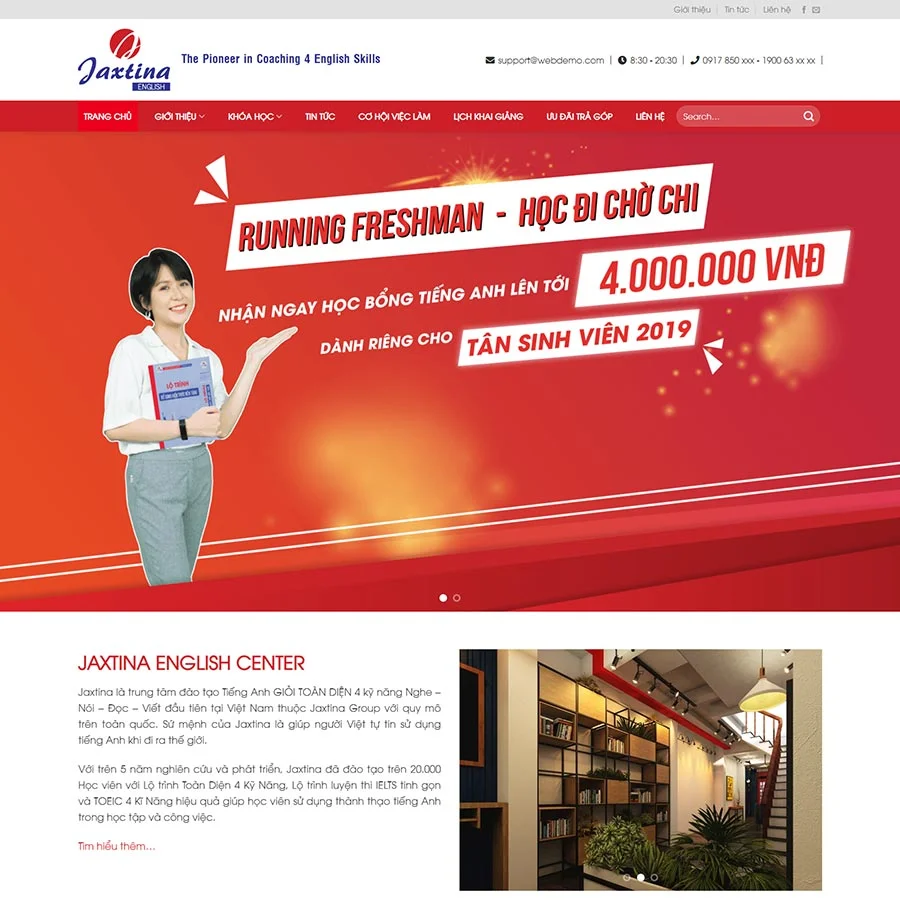 Mẫu Website Trung Tâm Học Tiếng Anh - Giáo Dục Anh Ngữ - Cài Đặt Sẵn