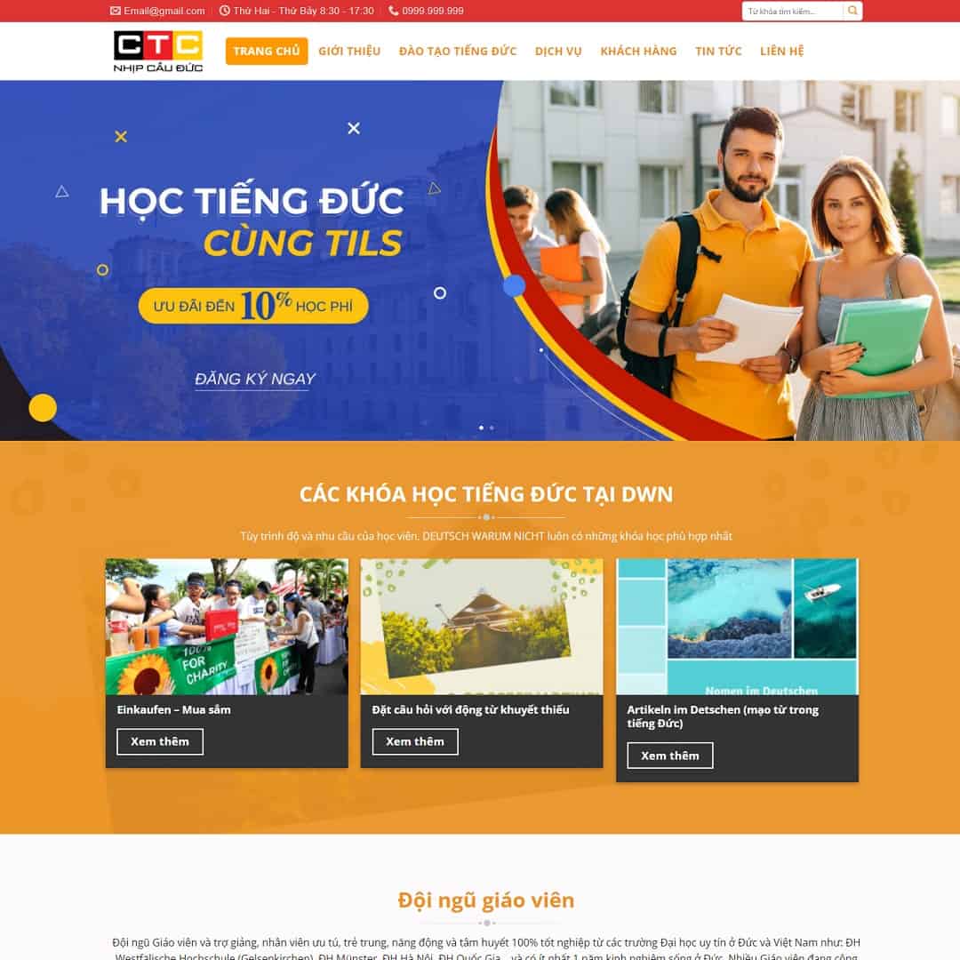 Mẫu Website Trung Tâm Đào Tạo Tiếng Đức - Cài Đặt Sẵn