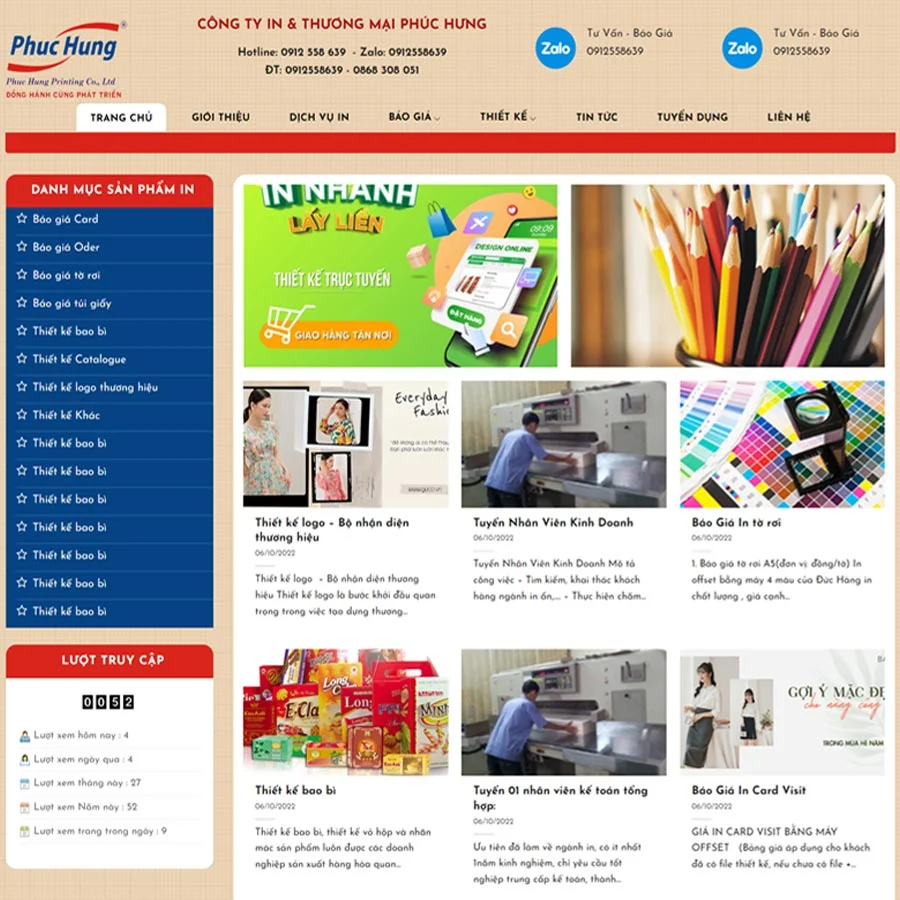 Mẫu Website Công Ty In Ấn 03 - In Ấn Tem Nhãn - Cài Đặt Sẵn
