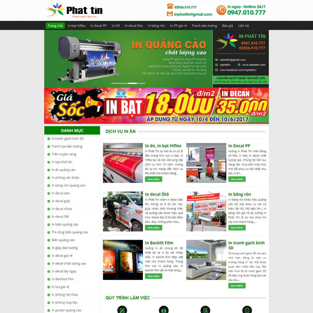 Mẫu Website Dịch Vụ In Bạt Decal - In Ấn Quảng Cáo - Cài Đặt Sẵn