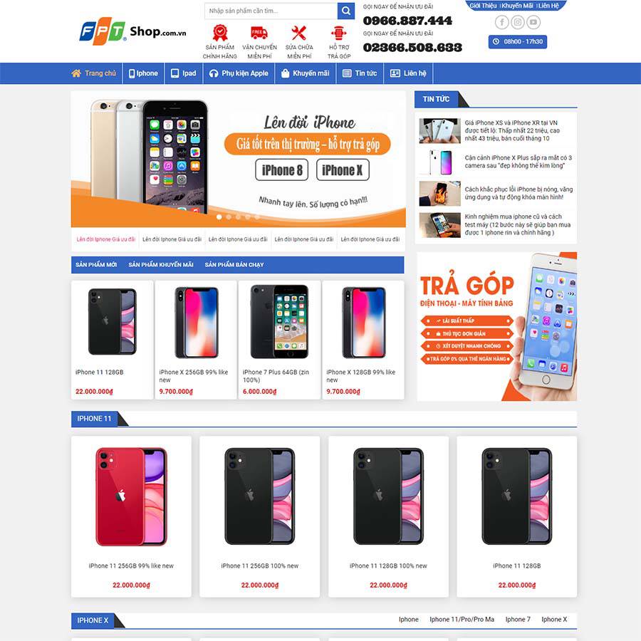 Mẫu Website Bán Điện Thoại - Shop Online - Cài Đặt Sẵn