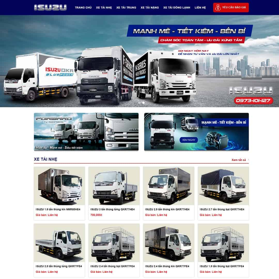 Mẫu Website Bán Xe Tải - Showroom Xe - Cài Đặt Sẵn