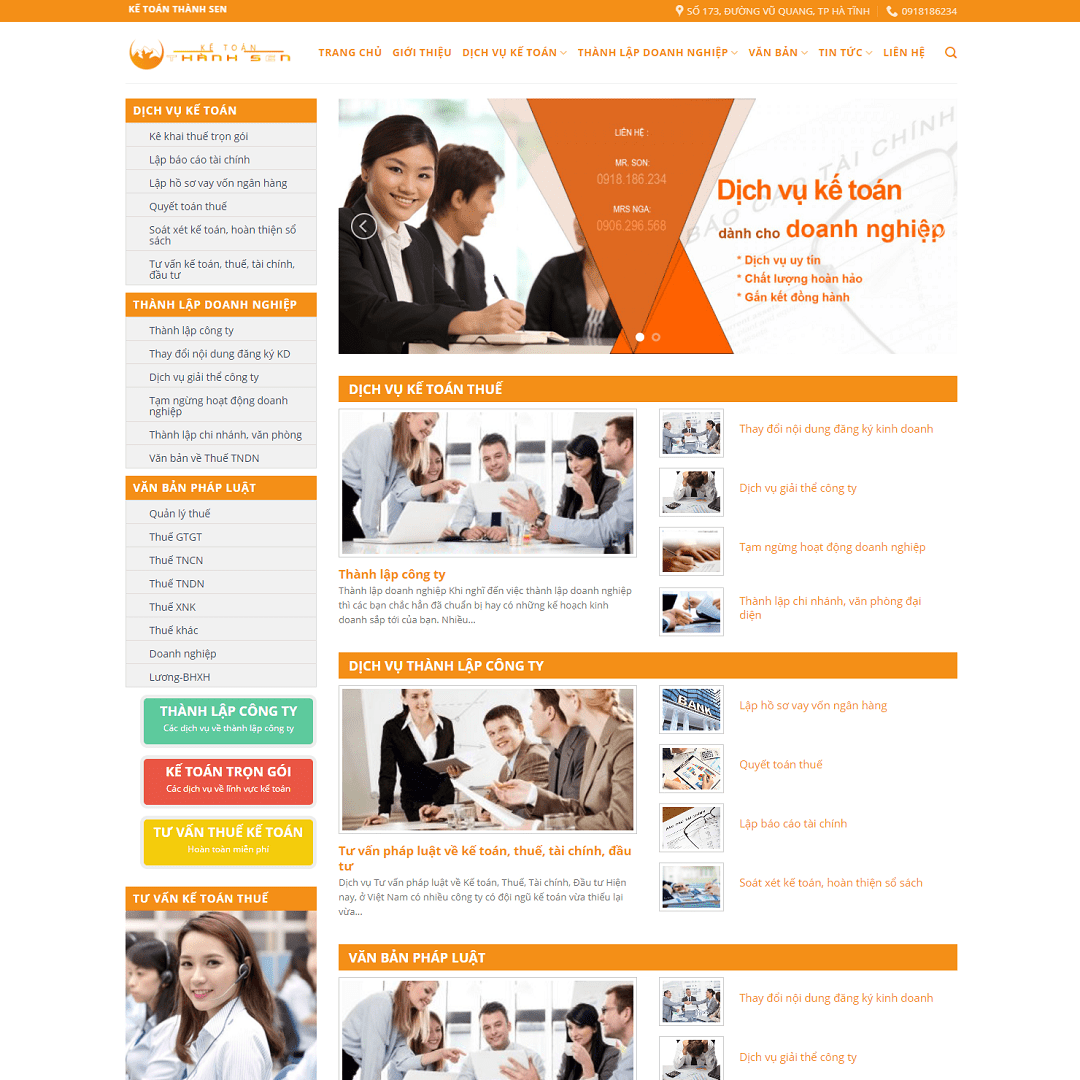 Mẫu Website Công Ty Dịch Vụ Kế Toán 02 - Cài Đặt Sẵn