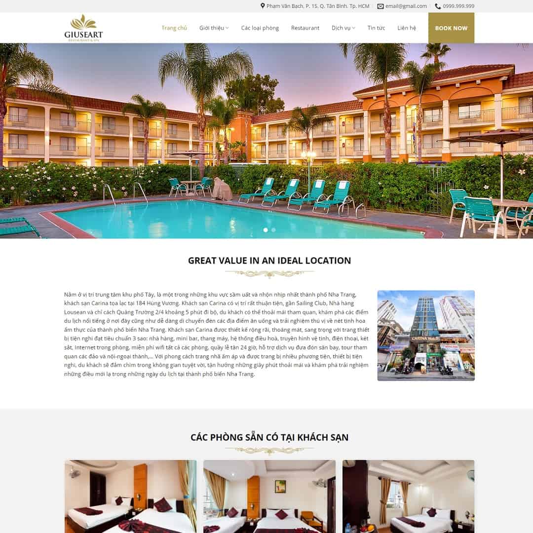 Mẫu Website Khách Sạn 03 - Đặt Phòng - Cài Đặt Sẵn