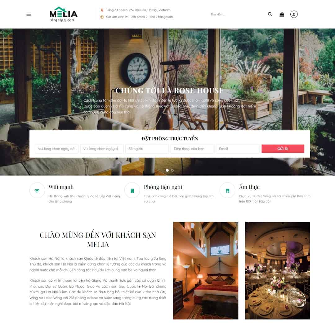 Mẫu Website Khách Sạn 04 - Đặt Phòng - Cài Đặt Sẵn