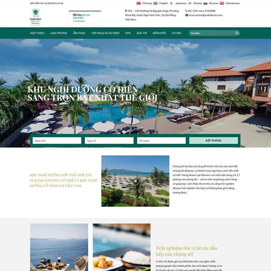 Mẫu Website Khách Sạn 06 - Đặt Phòng - Giới Thiệu Dịch Vụ - Cài Đặt Sẵn