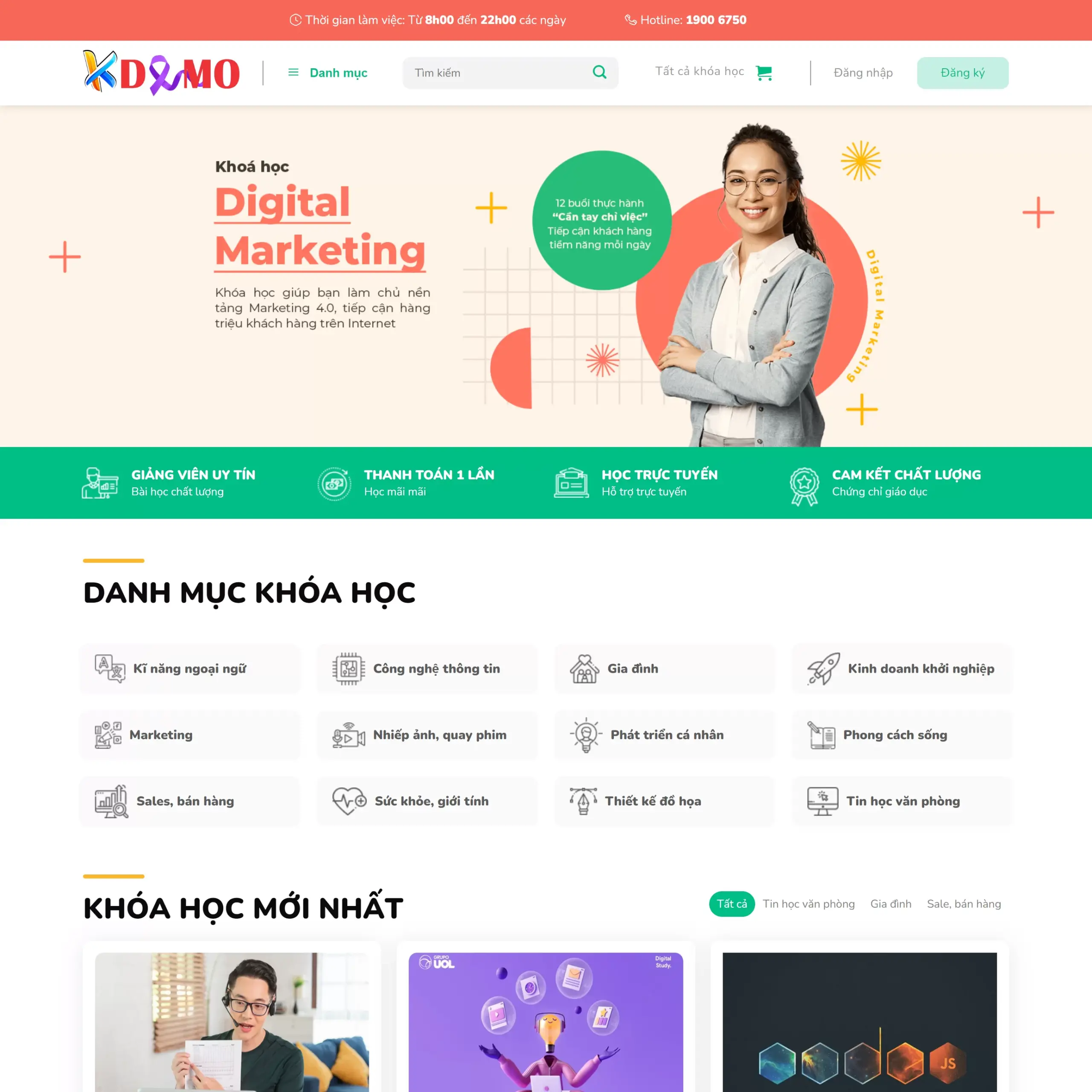 Mẫu Website Bán Khóa Học 03 - Cài Đặt Sẵn