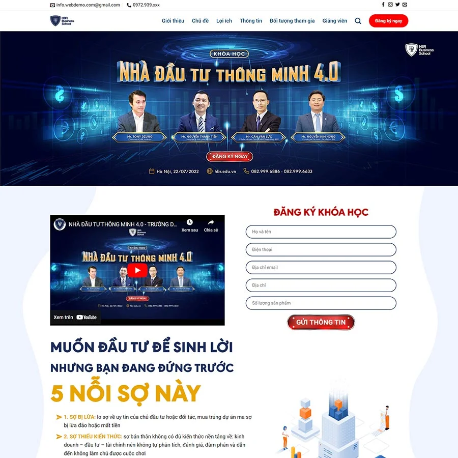Mẫu Website Khóa Học Đầu Tư - Tài Chính - Online - Cài Đặt Sẵn
