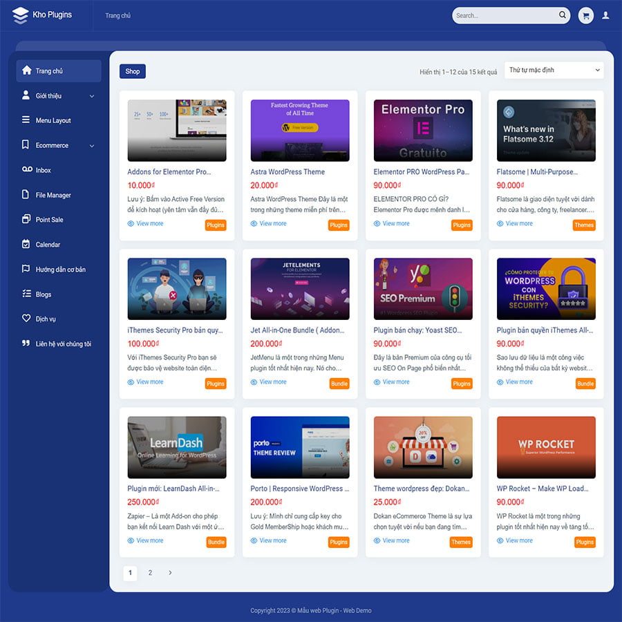 Mẫu Website Bán Plugin Theme - Tài Nguyên Web - Shop Online - Cài Đặt Sẵn
