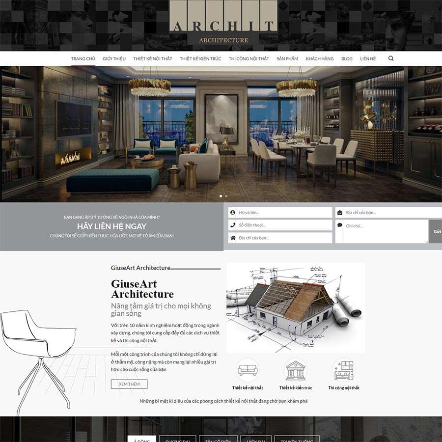 Mẫu Website Công Ty Kiến Trúc 02 - Cài Đặt Sẵn