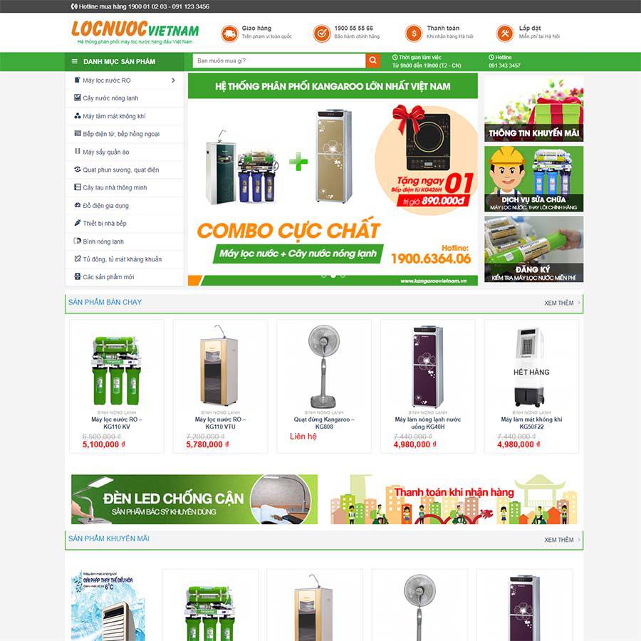 Mẫu Website Bán Máy Lọc Nước - Thiết Bị Gia Dụng - Shop Online - Cài Đặt Sẵn