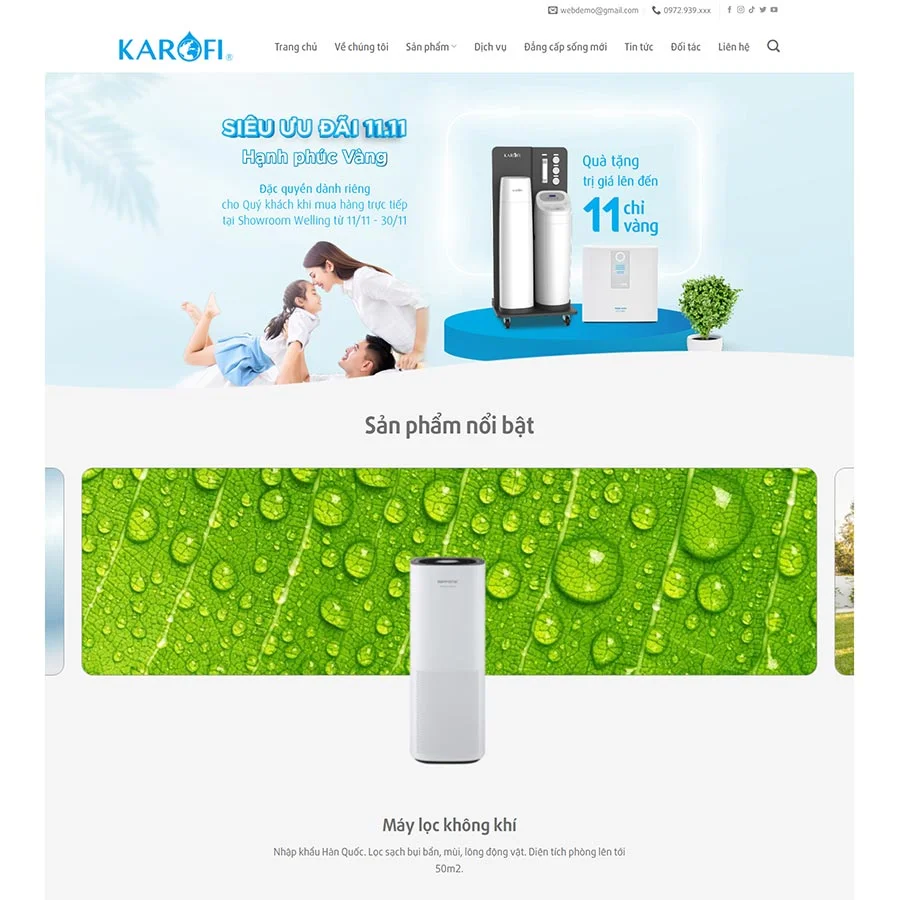Mẫu Website Bán Máy Lọc Nước Lọc Khí 03 - Shop Online - Cài Đặt Sẵn