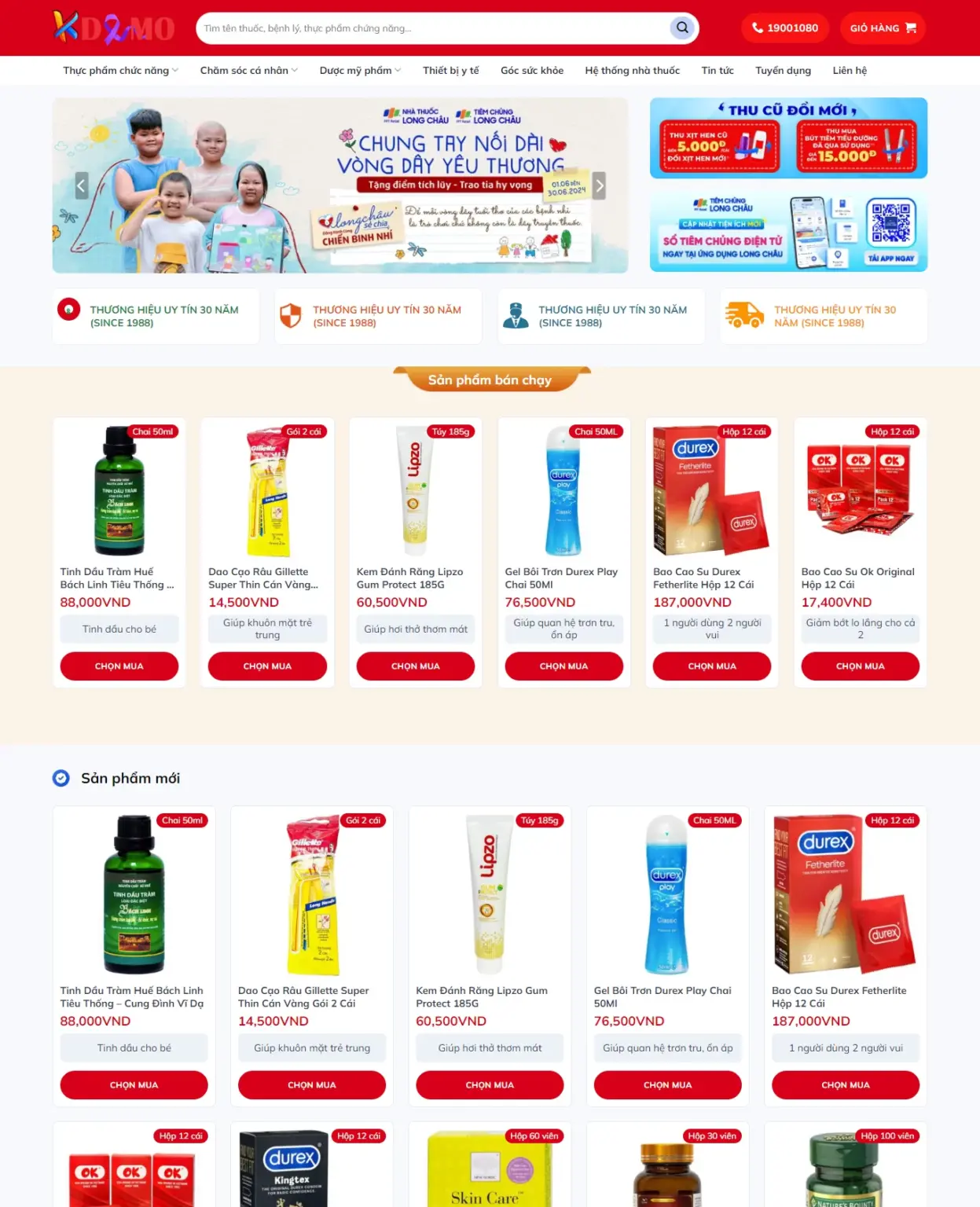 Mẫu Website Nhà Thuốc - Dược Phẩm - Shop Online - Cài Đặt Sẵn