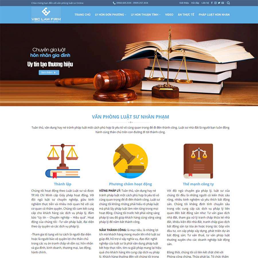 Mẫu Website Công Ty Luật 03 - Dịch Vụ Pháp Lý - Cài Đặt Sẵn
