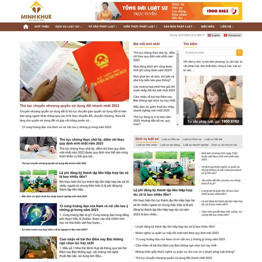 Mẫu Website Luật Sư 05 - Dịch Vụ Pháp Lý - Cài Đặt Sẵn