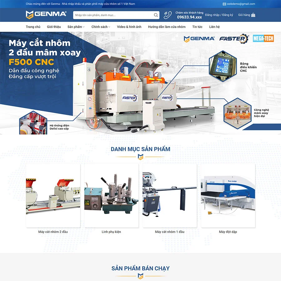 Mẫu Website Công Ty Bán Máy Cắt Máy Cơ Khí 02 - Cài Đặt Sẵn