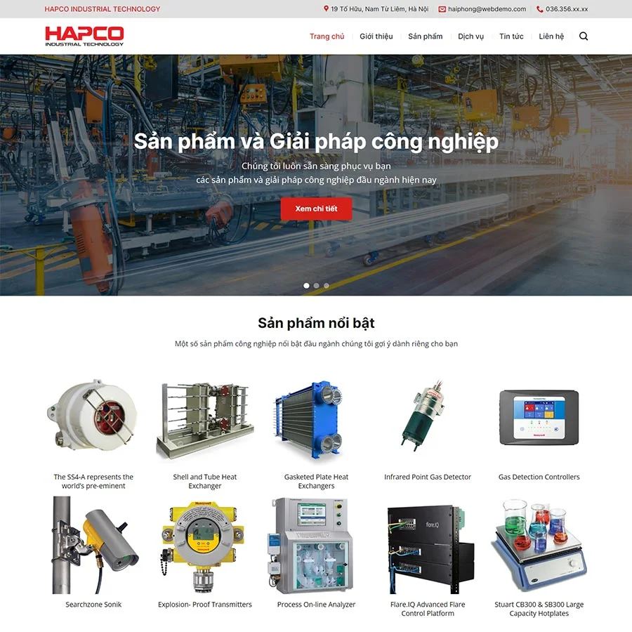 Mẫu Website Nhà Cung Cấp Thiết Bị Cơ Khí - Công Nghiệp - Cài Đặt Sẵn