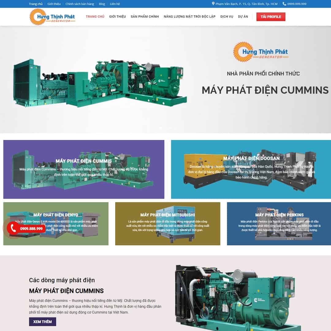 Mẫu Website Công Ty Cung Cấp Máy Phát Điện - Cài Đặt Sẵn