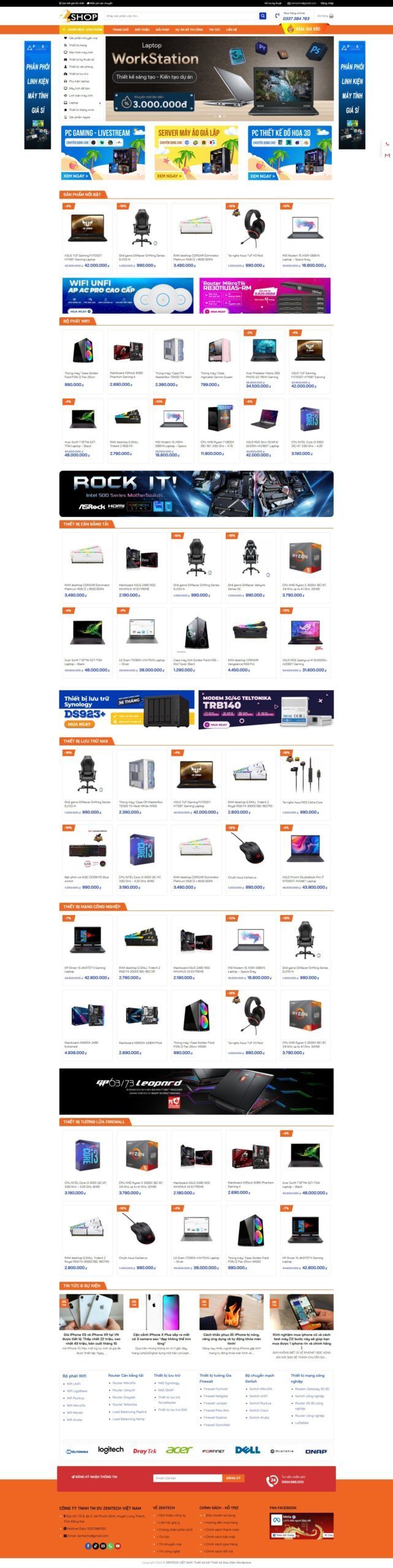 Mẫu Website Máy Tính - Điện Tử - Công Nghệ - Shop Online - Cài Đặt Sẵn