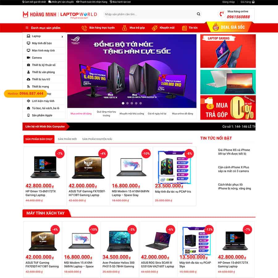 Mẫu Website Bán Máy Tính Laptop - Điện Tử Công Nghệ - Shop Online - Cài Đặt Sẵn