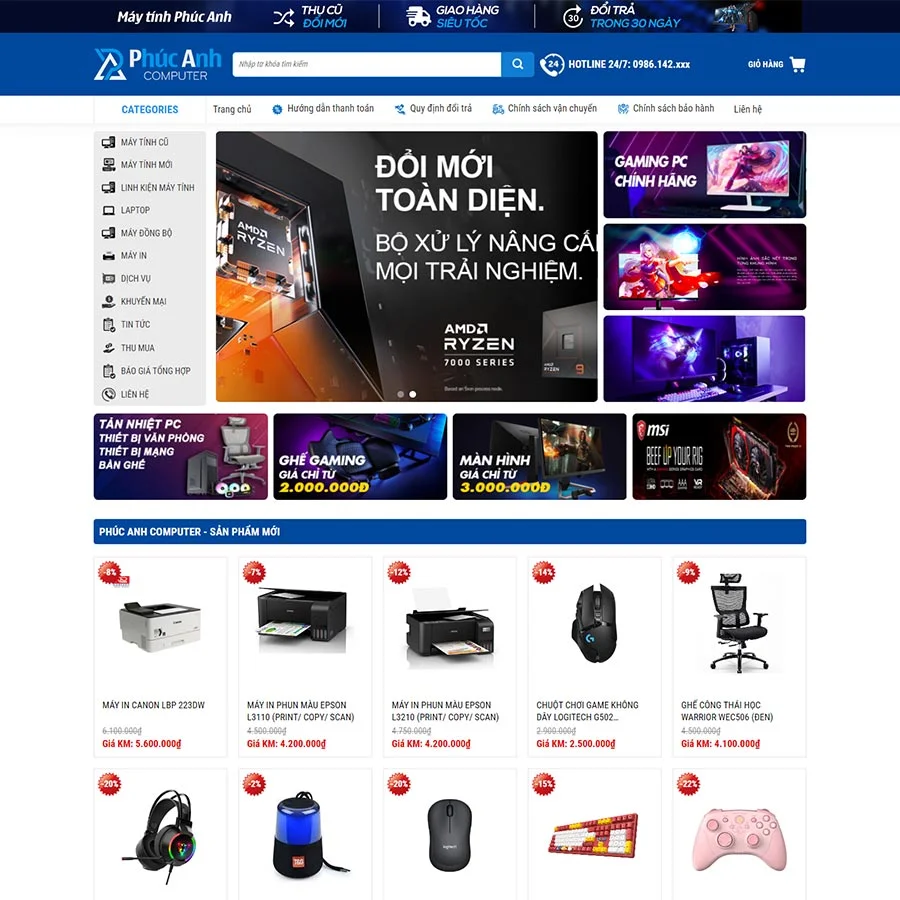 Mẫu Website Bán Máy Tính Laptop 04 - Điện Tử Công Nghệ - Shop Online - Cài Đặt Sẵn