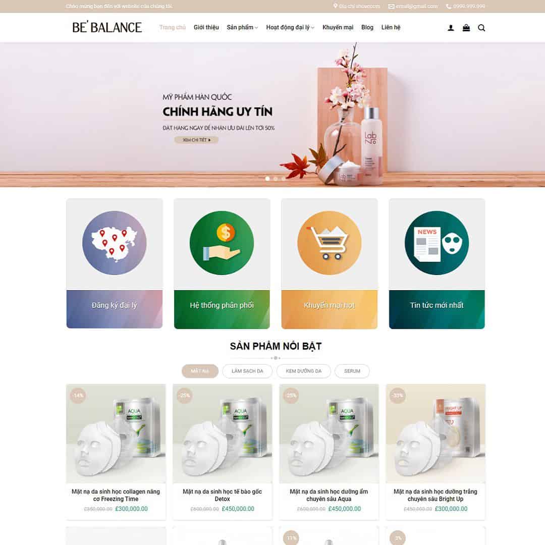 Mẫu Website Shop Mỹ Phẩm 01 - Shop Online - Cài Đặt Sẵn