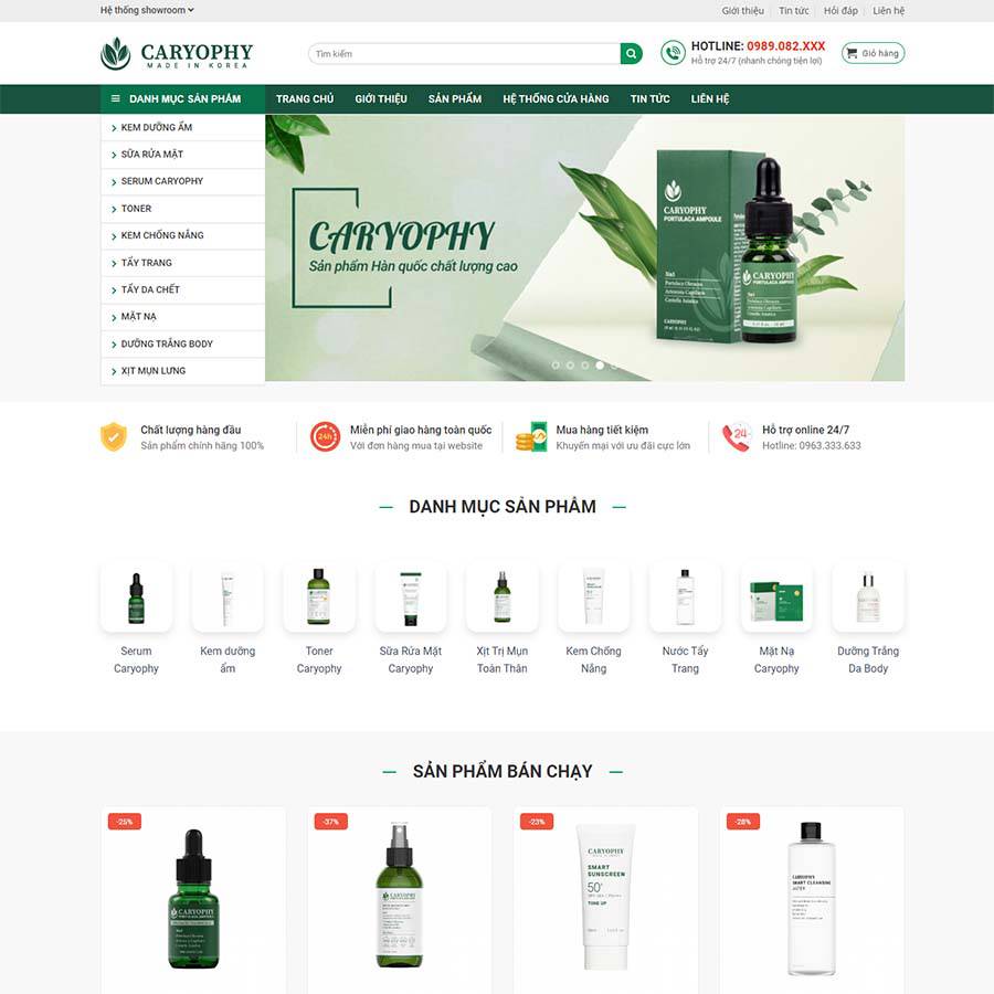 Mẫu Website Mỹ Phẩm 10 - Shop Online - Cài Đặt Sẵn