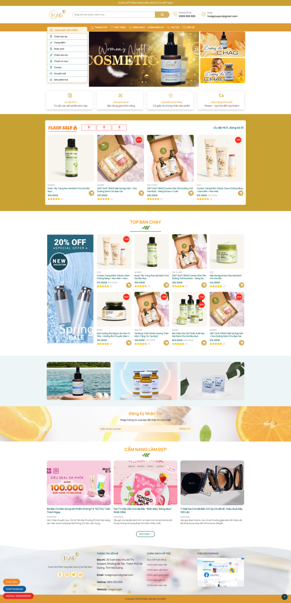 Mẫu Website Mỹ Phẩm 11 - Spa - Shop Online - Cài Đặt Sẵn
