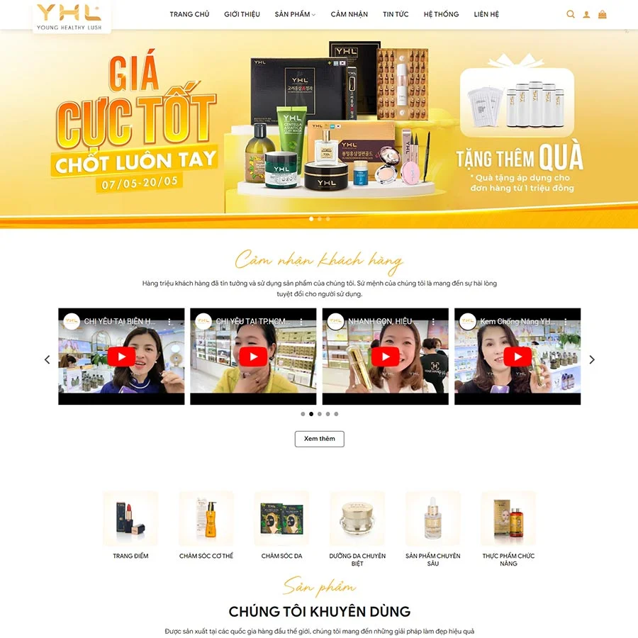 Mẫu Website Mỹ Phẩm 14 - Spa - Thẩm Mỹ - Shop Online - Cài Đặt Sẵn