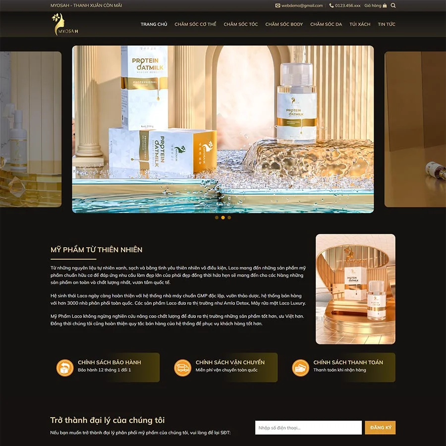 Mẫu Website Mỹ Phẩm 15 - Làm Đẹp - Shop Online - Cài Đặt Sẵn