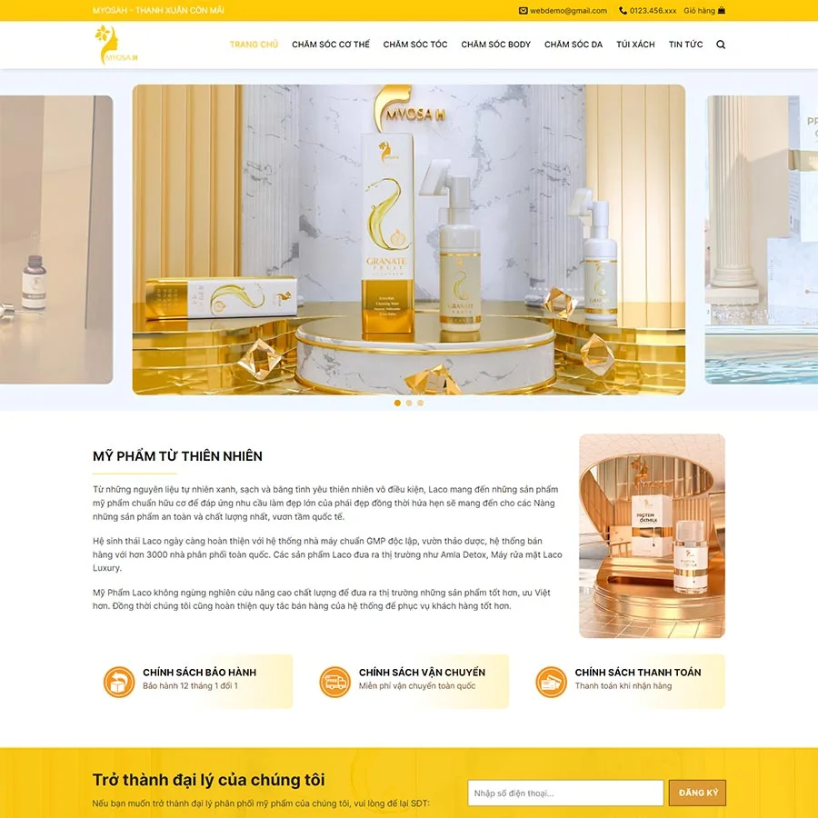 Mẫu Website Mỹ Phẩm 17 - Mỹ Phẩm Chính Hãng - Shop Online - Cài Đặt Sẵn