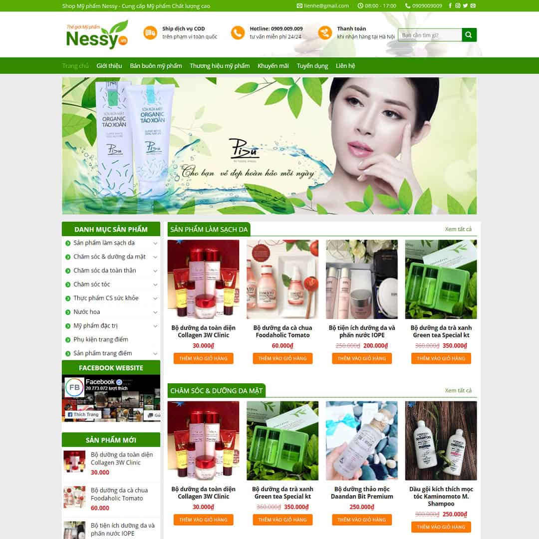 Mẫu Website Shop Mỹ Phẩm 02 - Shop Online - Cài Đặt Sẵn