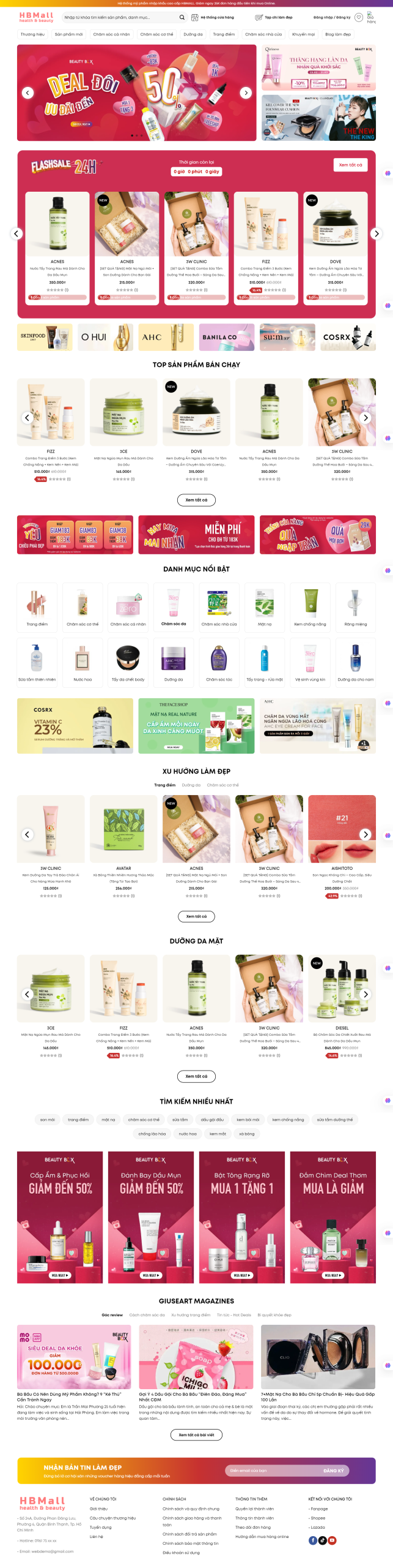 Mẫu Website Bán Mỹ Phẩm Trang Điểm 05 - Shop Online - Cài Đặt Sẵn