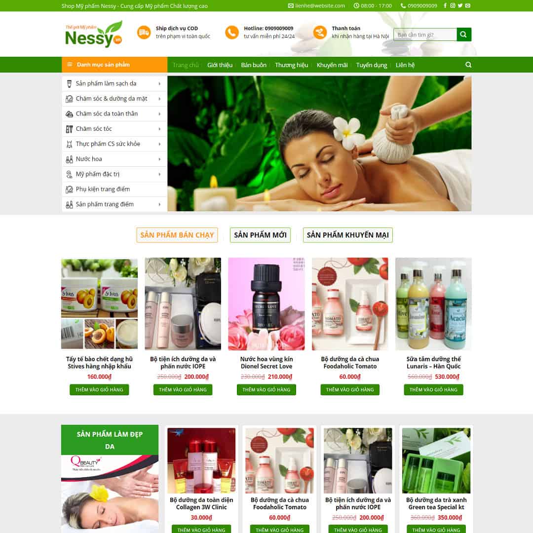 Mẫu Website Shop Mỹ Phẩm 03 - Shop Online - Cài Đặt Sẵn
