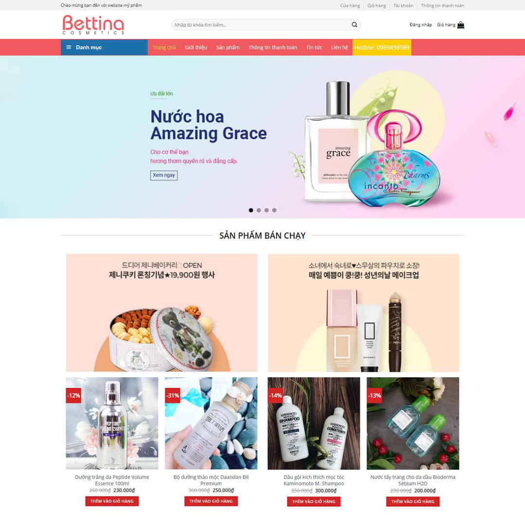 Mẫu Website Shop Mỹ Phẩm 04 - Shop Online - Cài Đặt Sẵn